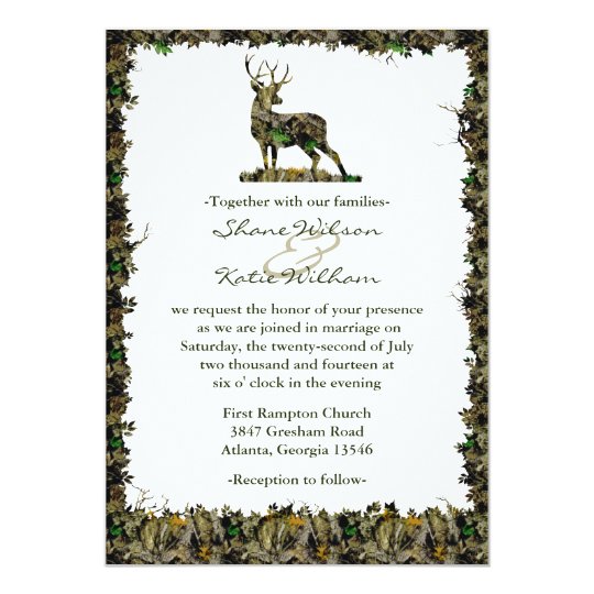hunting camouflage wedding invitation zazzle com camo wedding invitations templates