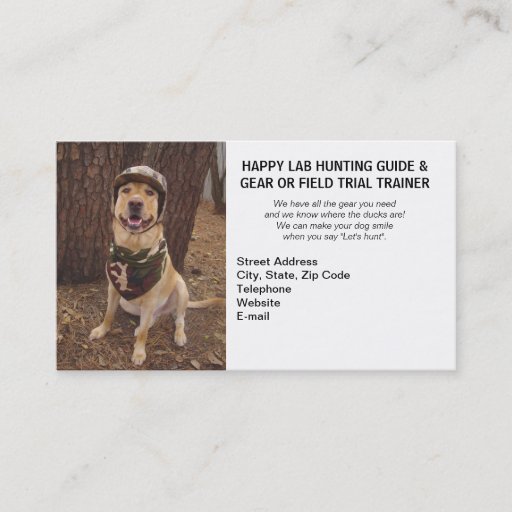 Customizable Hunting/Camping Guide & Gear/Field Trial Trainer Business Card Templates