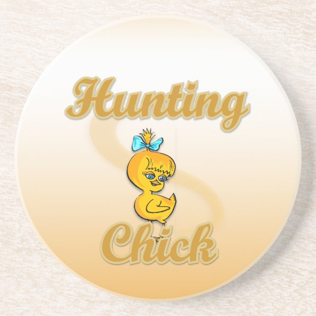 Hunting Chick Sandstone Coaster (Front)