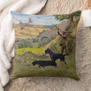 Hunting Chukar partridge  Throw Pillow