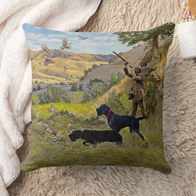 Hunting Chukar partridge  Throw Pillow (Blanket)