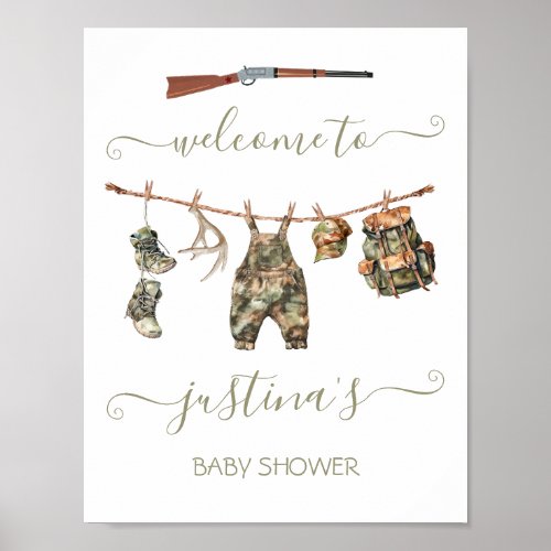 Hunting Clothesline Baby Shower Poster
