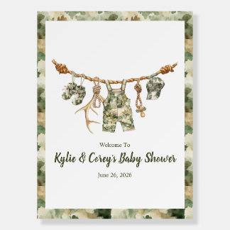 Hunting Clothesline Camo Boy Baby Shower Foam Board