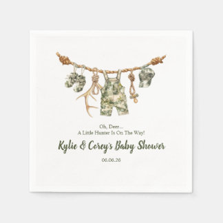Hunting Clothesline Camo Boy Baby Shower Napkins