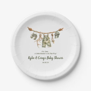 Hunting Clothesline Camo Boy Baby Shower Paper Plates