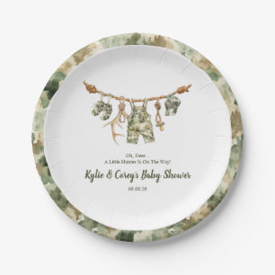 Hunting Clothesline Camo Boy Baby Shower Paper Plates