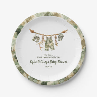 Hunting Clothesline Camo Boy Baby Shower Paper Plates