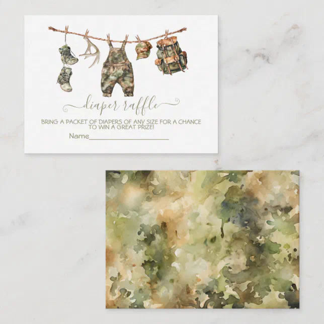 Clothes Line Raffle Hunting clothesline Diaper Raffle card | Zazzle