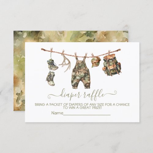 Hunting clothesline Diaper Raffle card