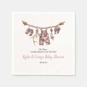 Hunting Clothesline Pink Camo Girl Baby Shower Napkins