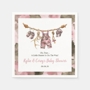 Hunting Clothesline Pink Camo Girl Baby Shower Napkins