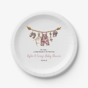 Hunting Clothesline Pink Camo Girl Baby Shower Paper Plates