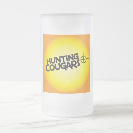 hunting cougars on a square bullseye target frosted glass beer mug