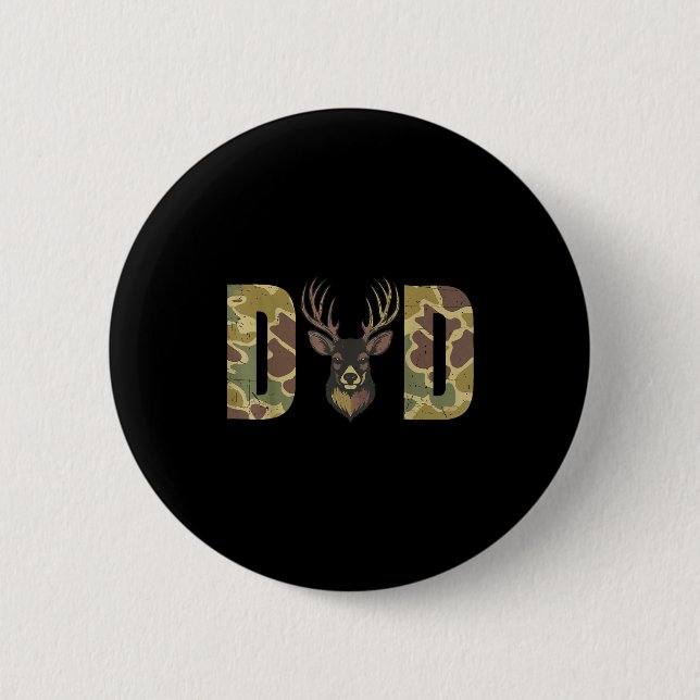 Hunting Dad Camo Deer Hunting Gift From Son Daught Button (Front)