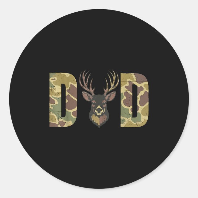 Hunting Dad Camo Deer Hunting Gift From Son Daught Classic Round Sticker (Front)