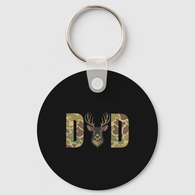 Hunting Dad Camo Deer Hunting Gift From Son Daught Keychain (Front)