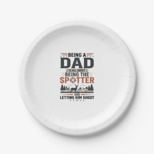 Hunting Dad Spotter Vintage Engraving Shirt Design Paper Plates
