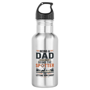 Hunting Dad Spotter Vintage Engraving Shirt Design Stainless Steel Water Bottle