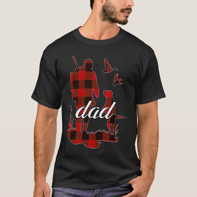 Hunting Dad With Dog  Matching Family Papa Flannel T-Shirt (Front)