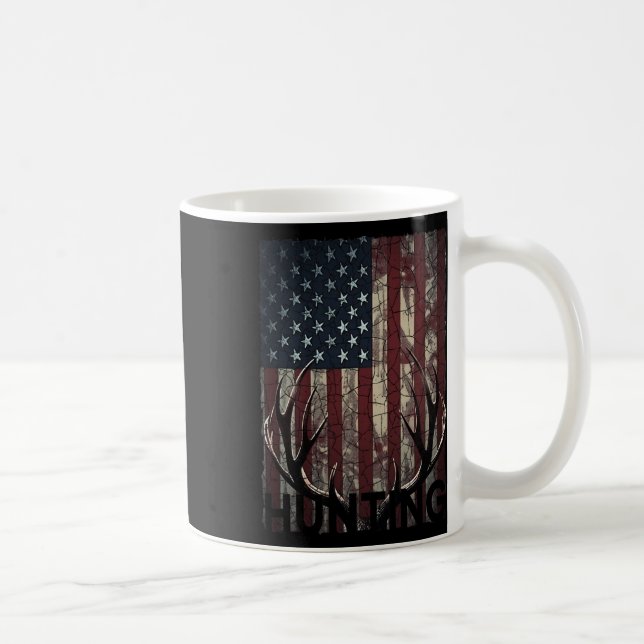 Hunting Deer American Flag Wild Outdoor Hunter  Coffee Mug (Right)