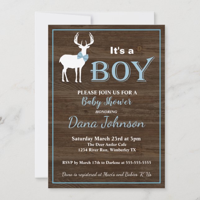 Hunting Deer Boy Baby Shower Invitation (Front)