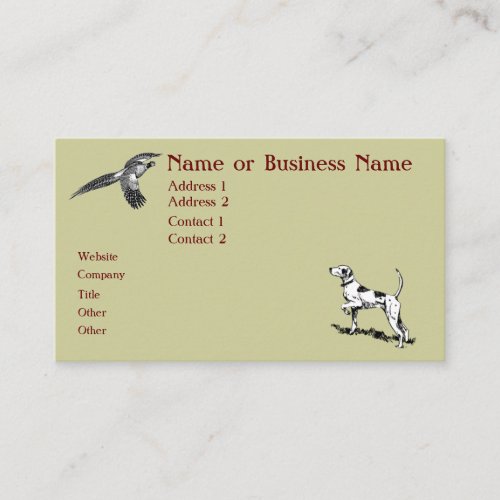 Hunting Dog and Pheasant Business Profile Card Business Cards