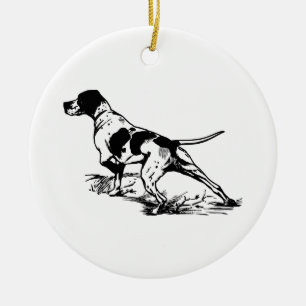 Hunting Dog Ceramic Ornament