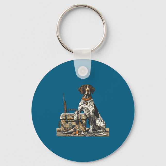 Hunting Dog Inter Bird Dog Duck Hunter Camo Retrie Keychain (Front)