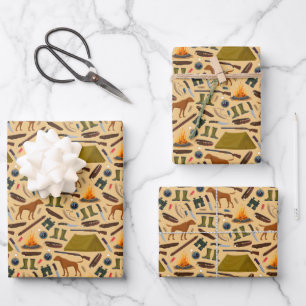 Hunting Dog Shotgun Tent Binoculars Sports Wrapping Paper Sheets