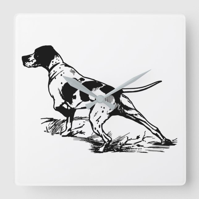 Hunting Dog Square Wall Clock (Front)