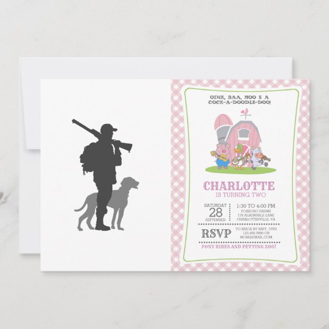 Hunting dog with hunter - Choose background color Invitation (Front)
