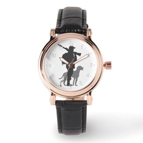 Hunting dog with hunter _ Choose background color Watch