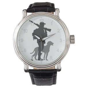 Hunting dog with hunter - Choose background color Watch