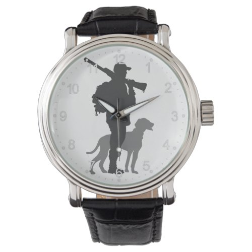 Hunting dog with hunter _ Choose background color Watch