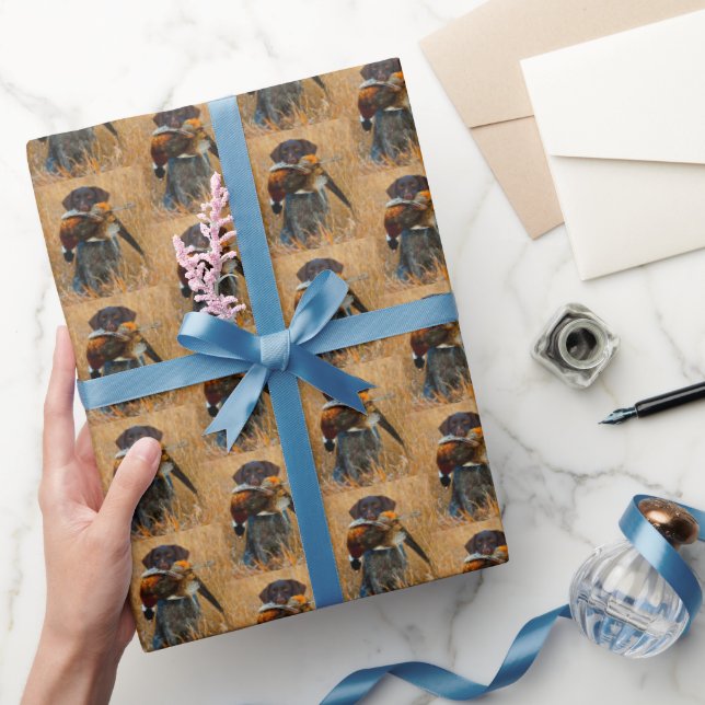 Hunting Dog With Pheasant Game Bird Hunt Sports Wrapping Paper (Gifting)