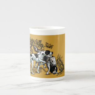 hunting dogs bone china mug