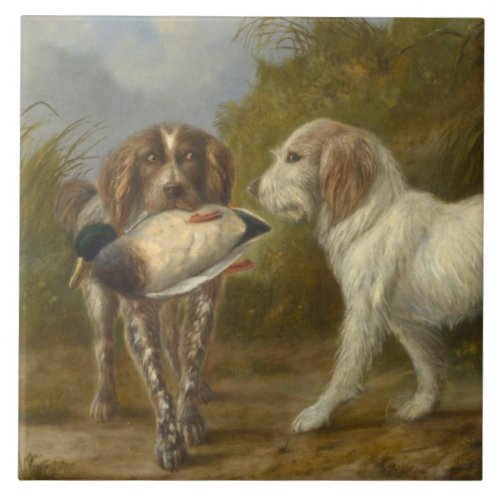 Hunting Dogs by Carlo Ademollo Ceramic Tile