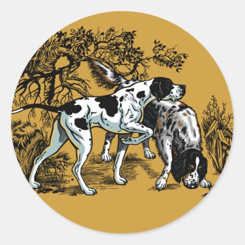 hunting dogs classic round sticker
