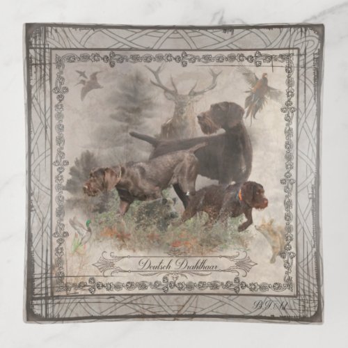 Hunting dogs Deutsch Drahthaar  Trinket Tray