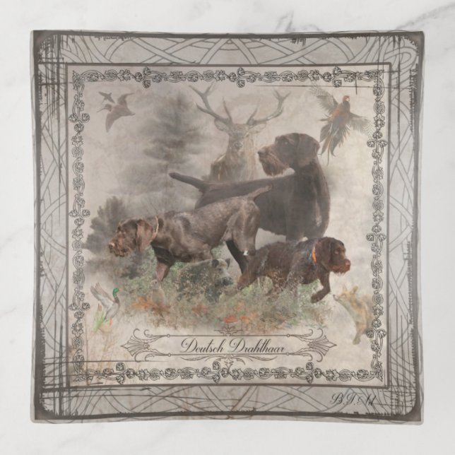 Hunting dogs, Deutsch Drahthaar  Trinket Tray (Front)