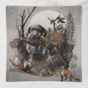 Hunting dogs, Deutsch Drahthaar Trinket Tray