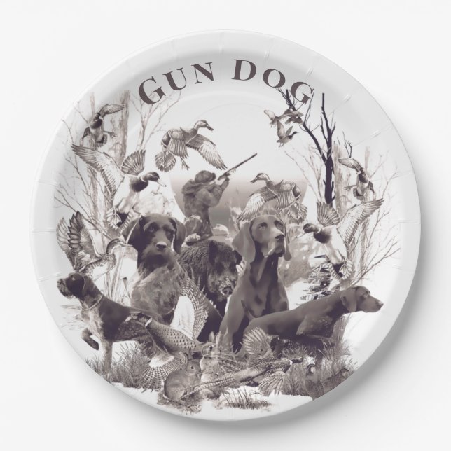 Hunting dogs ,Gun dogs, Hunting season  Paper Plates (Front)