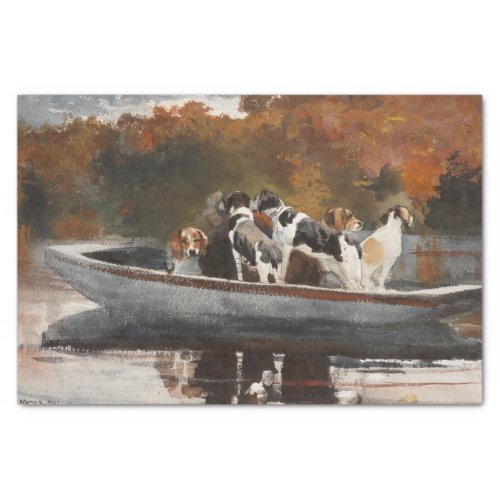 Hunting Dogs in Boat by Winslow Homer Tissue Paper