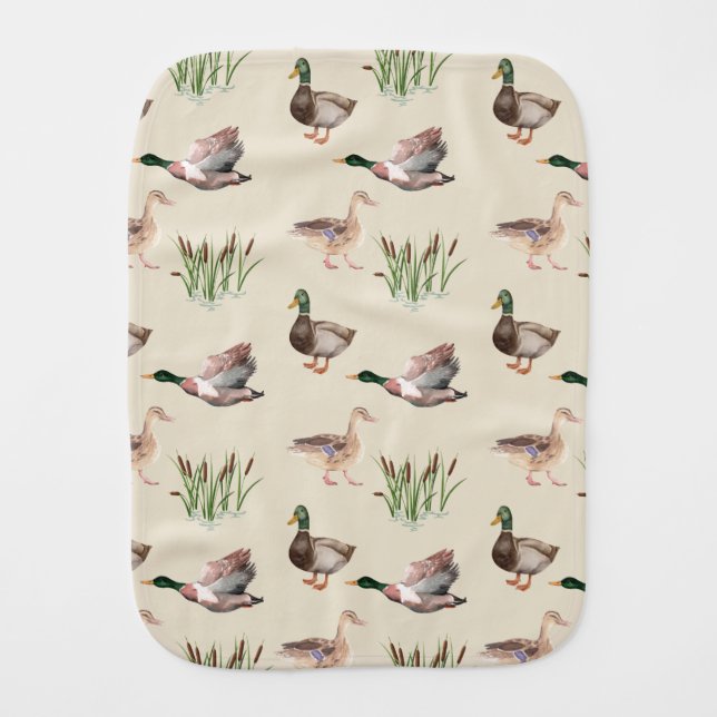 Hunting Duck Mallard Baby Burp Cloth  (Front)