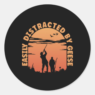 Hunting Ducks Distracted By Goose Hunter Classic Round Sticker