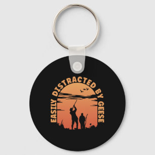 Hunting Ducks Distracted By Goose Hunter Keychain