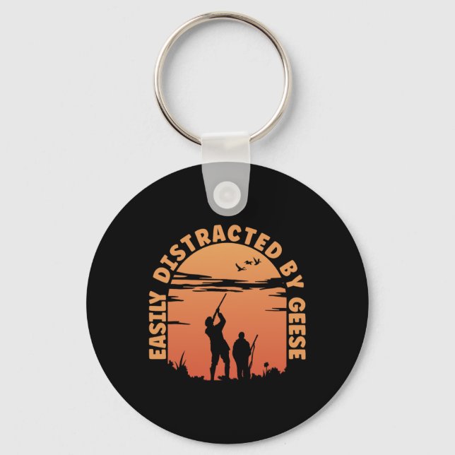 Hunting Ducks Distracted By Goose Hunter  Keychain (Front)