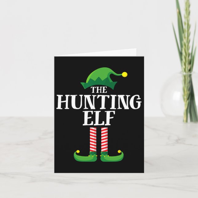 Hunting Elf Matching Family Group Christmas Party  Card (Front)