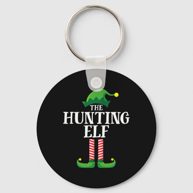 Hunting Elf Matching Family Group Christmas Party  Keychain (Front)