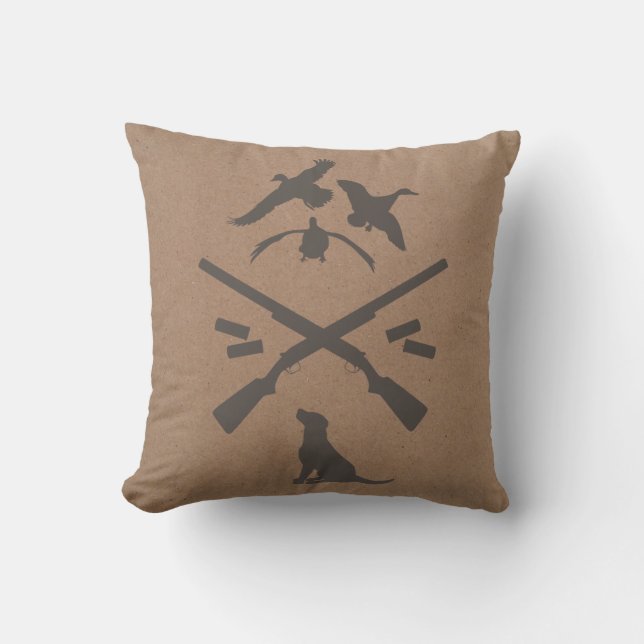 Hunting Emblem Pillow | {Ducks & Shotgun} (Front)